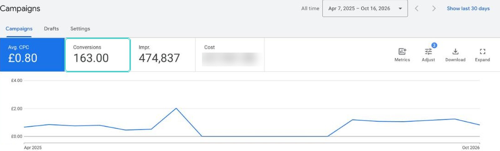 Google Ads campaign results
