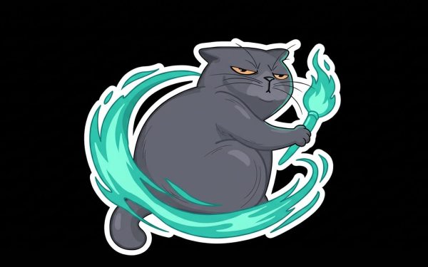 Grey cat character – character design by Spectrum Media Solutions