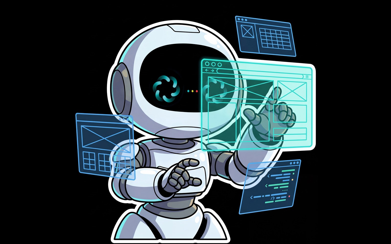 AI robot mascot at work