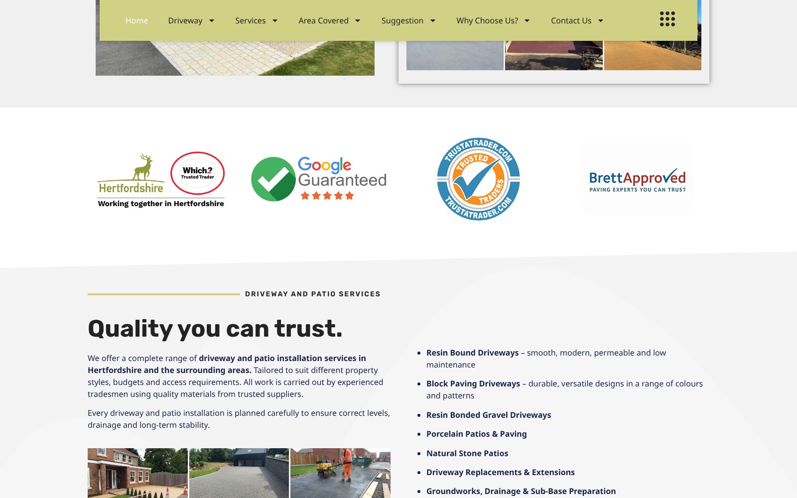East Herts Driveways website 3