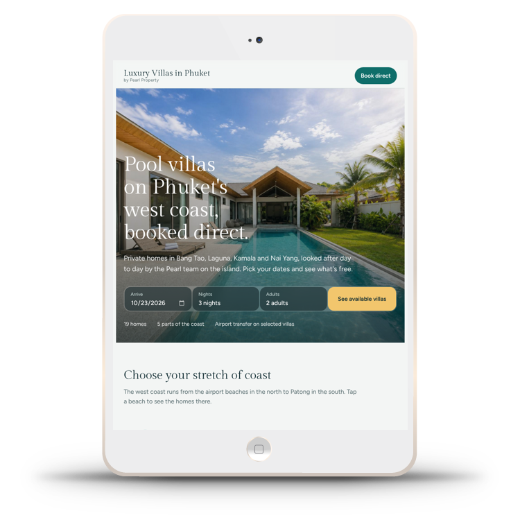 Luxury Villas in Phuket on tablet Mobile-friendly website built by Spectrum Media Solutions